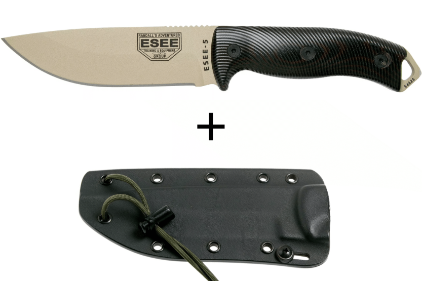 Esee 5 veitsi 5PDT-004 13.2cm hiiliterä G10 kahva musta/punainen + kotelo