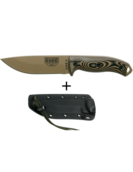 Esee 5 5PDE-005 kniv 13,2 cm blad av kolstål G10 coyote/svart handtag + slida