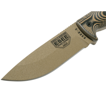 Faca Esee 5 5PDE-005 Lâmina de 13,2 cm em aço-carbono Cabo em G10 coiote/preto + bainha 2