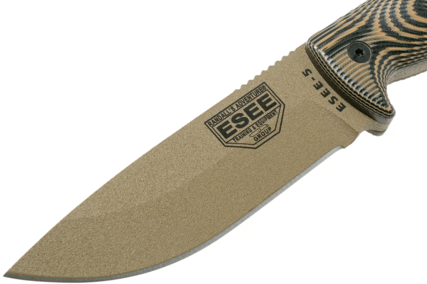 Esee 5 5PDE-005 kniv 13,2 cm blad av kolstål G10 coyote/svart handtag + slida