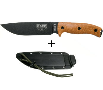 Esee 6 6PB-011 mes 16,5cm carbon mes bruin G10/micarta heft + etui