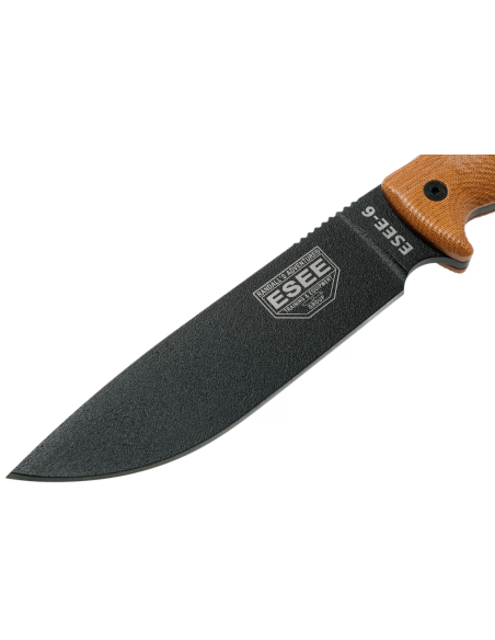 Esee 6 6PB-011 kniv 16,5 cm karbonblad brunt G10/micarta håndtak + etui