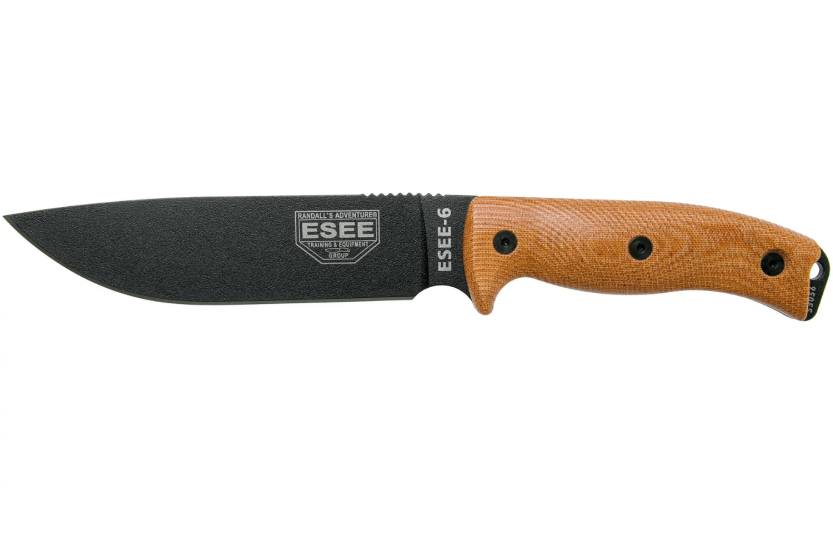 Cuchillo Esee 6 6PB-011 16.5cm hoja carbono mango G10/micarta marrón + funda