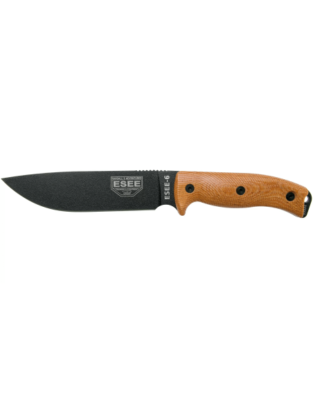 Faca Esee 6 6PB-011 Lâmina em carbono de 16,5 cm cabo em G10/micarta castanho + bainha
