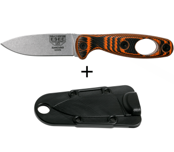 Esee Xancudo XAN1-006 kniv 7,5 cm blad i rustfritt stål G10 oransje og svart perforert håndtak + slire