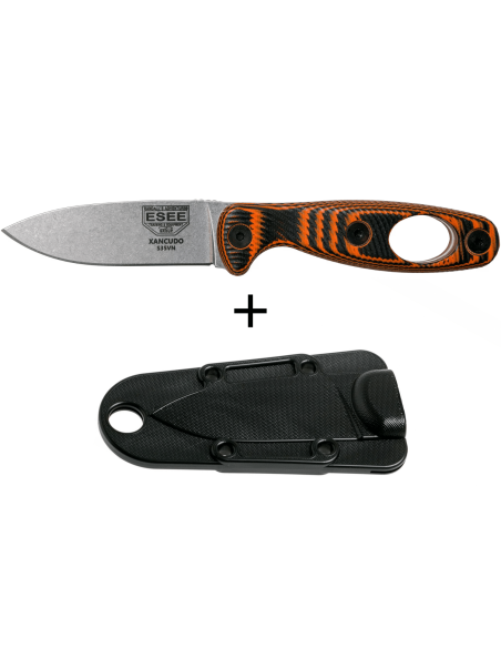 Esee Xancudo XAN1-006 kniv 7,5 cm blad i rustfritt stål G10 oransje og svart perforert håndtak + slire