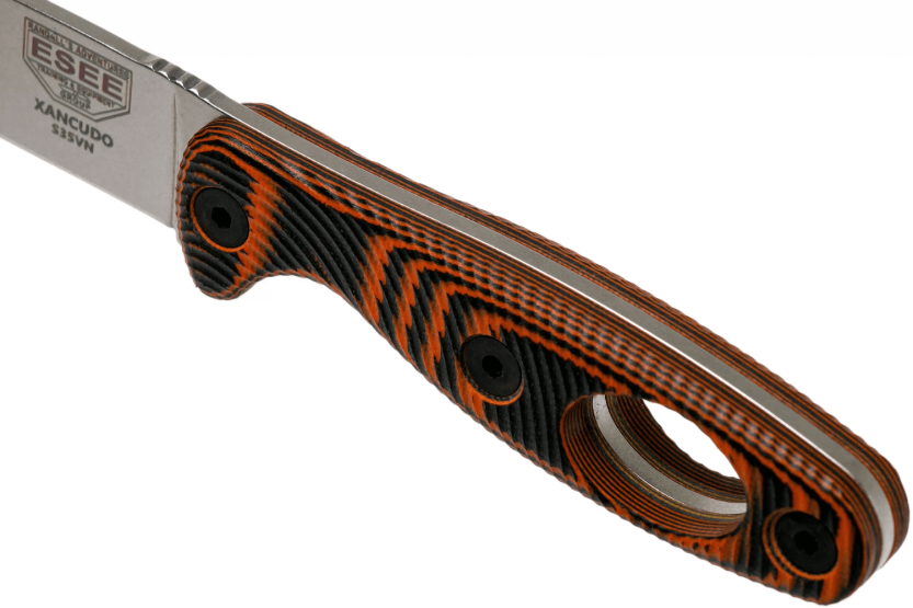 Esee Xancudo XAN1-006 mes 7,5cm roestvrij staal G10 oranje en zwart geperforeerd heft + schede