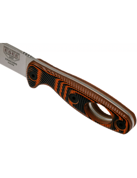 Esee Xancudo XAN1-006 kniv 7,5 cm blad i rostfritt stål G10 orange och svart perforerat handtag + slida