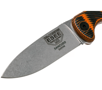 Xancudo XAN1-006 Faca Esee com lâmina de aço inoxidável de 7,5 cm e punho perfurado em G10 laranja e preto + bainha 2