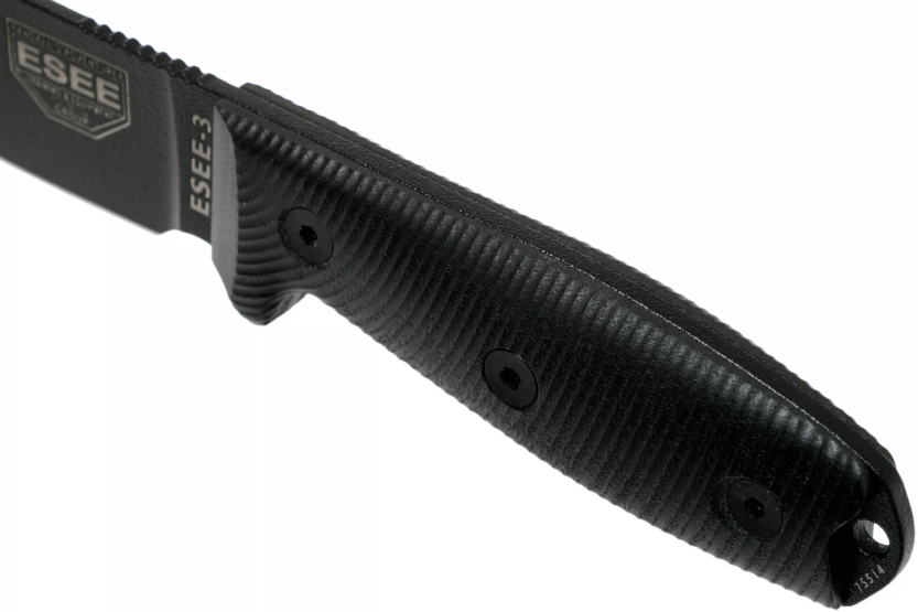 Esee 3 3PMB-001 coltello 8,8 cm lama in acciaio al carbonio G10 manico nero + custodia