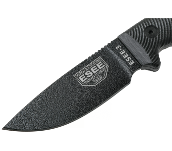 Esee 3 3PMB-001 cuchillo 8.8cm hoja acero carbono G10 mango negro + funda 2