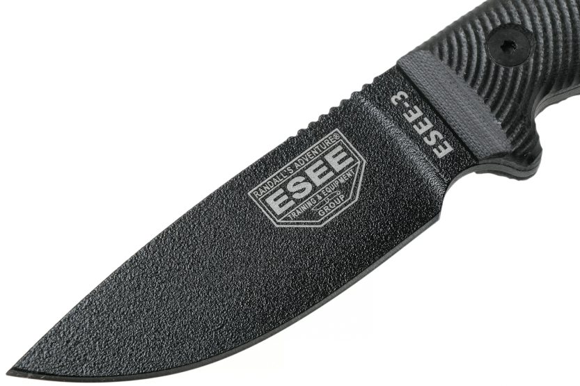 Esee 3 3PMB-001 kniv 8,8 cm blad i kolstål svart G10-handtag + fodral