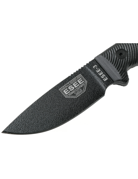 Esee 3 3PMB-001 coltello 8,8 cm lama in acciaio al carbonio G10 manico nero + custodia