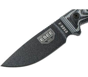 Esee 3 3PMB-002 kniv 8,8 cm blad i kolstål G10 grå och svart handtag + fodral 2