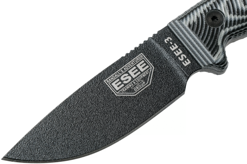 Esee 3 3PMB-002 coltello 8,8 cm lama in acciaio al carbonio G10 manico grigio e nero + custodia