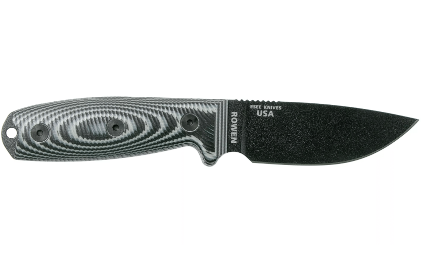 Faca Esee 3 3PMB-002 Lâmina de 8,8 cm em aço carbono Cabo em G10 cinzento e preto + estojo