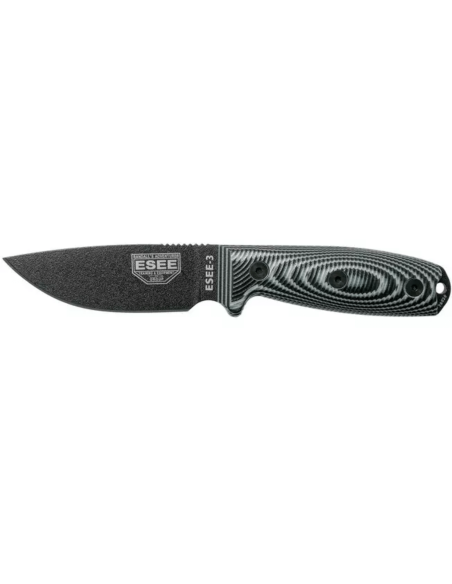 Esee 3 3PMB-002 kniv 8,8 cm kulstofstålblad G10 grå og sort håndtag + etui