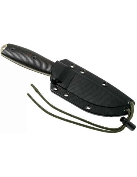 Esee 3 3PMDT-004 kniv 8,8 cm klinge i kulstofstål G10 sort og rødt håndtag + skede