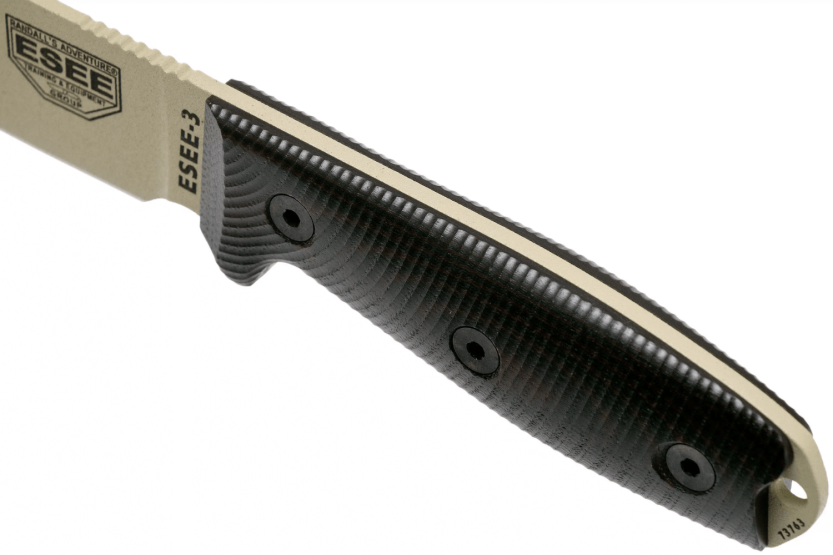 Esee 3 3PMDT-004 coltello 8,8 cm lama in acciaio al carbonio G10 manico nero e rosso + fodero