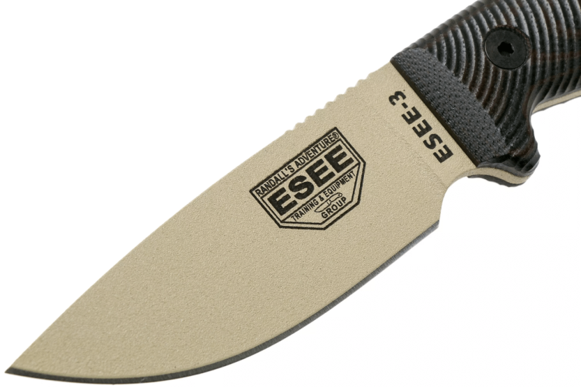 Messer Esee 3 3PMDT-004 Karbonstahlklinge 8,8cm Griff G10 schwarz und rot + Etui