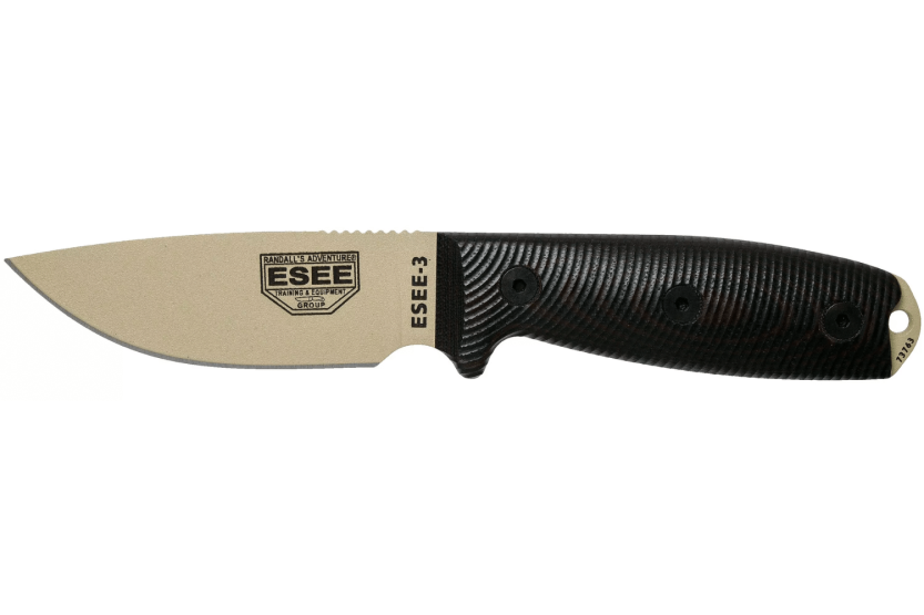 Esee 3 3PMDT-004 veitsi 8.8cm hiiliteräksestä terä G10 musta ja punainen kahva + tuppi