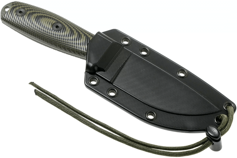 Faca Esee 3 3PMOD-003 Lâmina de 8,8 cm em aço carbono Cabo verde e preto em G10 + bainha