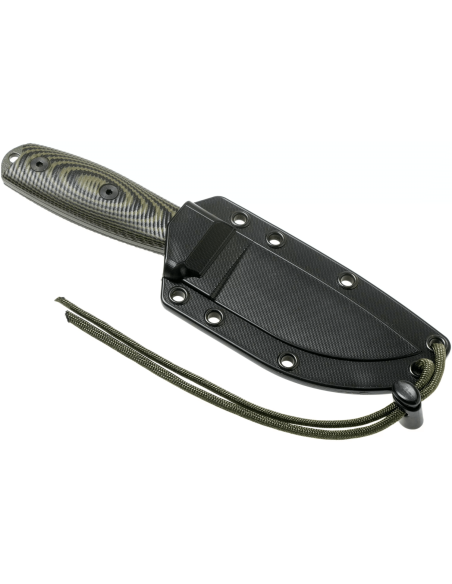 Esee 3 3PMOD-003 cuchillo 8.8cm hoja acero carbono G10 mango verde y negro + funda
