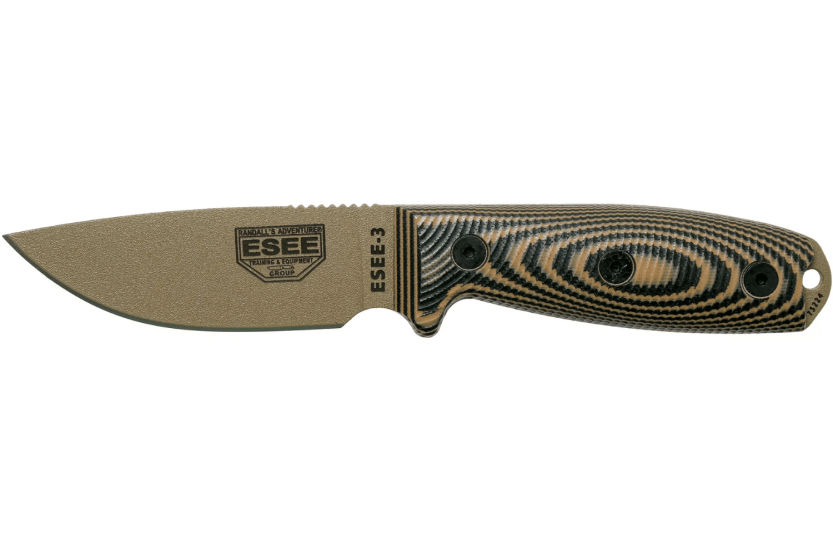 Esee 3 3PMDE-005 knife 8.8cm carbon steel blade G10 coyote and black handle + sheath