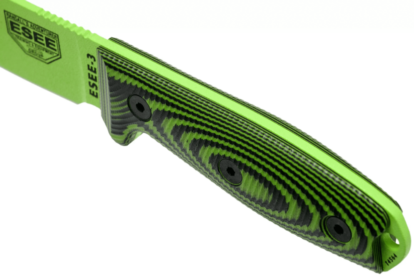 Esee 3 3PMVG-007 knife 8.8cm carbon steel blade G10 handle black and venom green + sheath