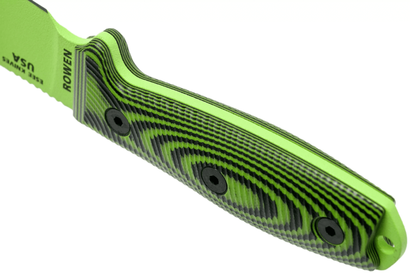 Esee 3 3PMVG-007 kniv 8,8 cm karbonstålblad G10-håndtak svart og giftgrønn + slire