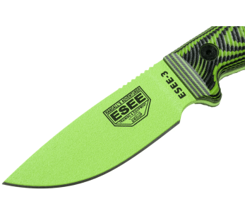 Esee 3 3PMVG-007 cuchillo 8.8cm hoja acero carbono G10 mango venom negro y verde + funda 2