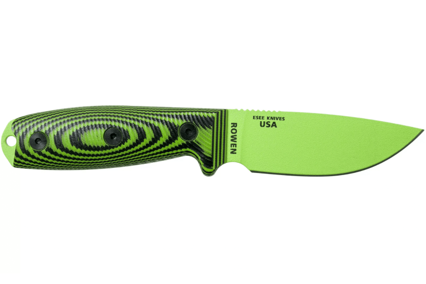 Esee 3 3PMVG-007 coltello 8,8 cm lama in acciaio al carbonio G10 manico nero e verde veleno + fodero