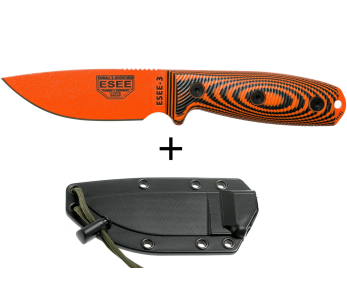Esee 3 3PMOR-006 mes 8.8cm koolstofstaal lemmet G10 zwart en oranje handvat + etui