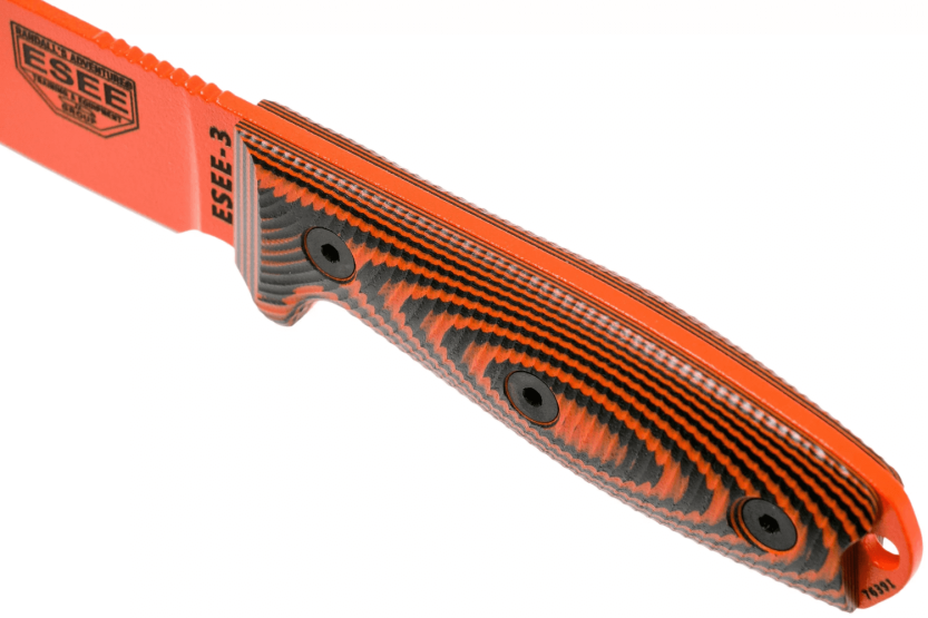 Faca Esee 3 3PMOR-006 Lâmina de 8,8 cm em aço carbono G10 cabo preto e laranja + estojo