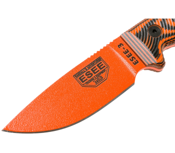 Esee 3 3PMOR-006 kniv 8,8 cm karbonstålblad G10 svart og oransje håndtak + etui 2