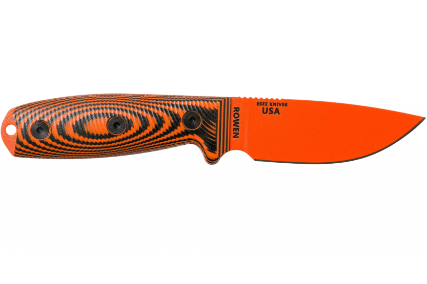 Esee 3 3PMOR-006 cuchillo 8.8cm hoja acero carbono G10 mango negro y naranja + funda