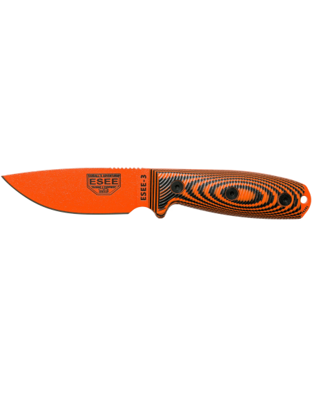 Faca Esee 3 3PMOR-006 Lâmina de 8,8 cm em aço carbono G10 cabo preto e laranja + estojo
