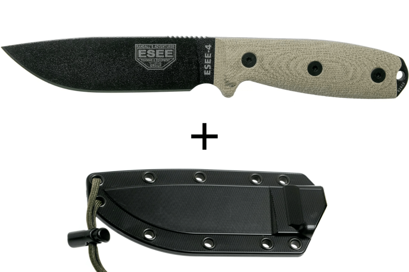 Esee 4 4PB-017 kniv 11,6 cm blad i karbonstål lysegrønt micartahåndtak + etui