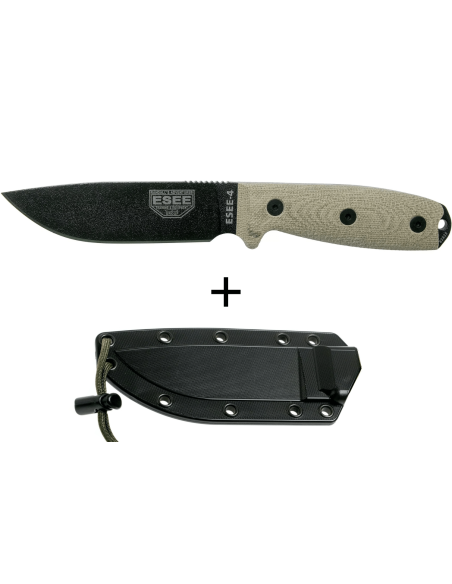 Esee 4 4PB-017 kniv 11,6 cm blad av kolstål ljusgrönt micarta handtag + fodral