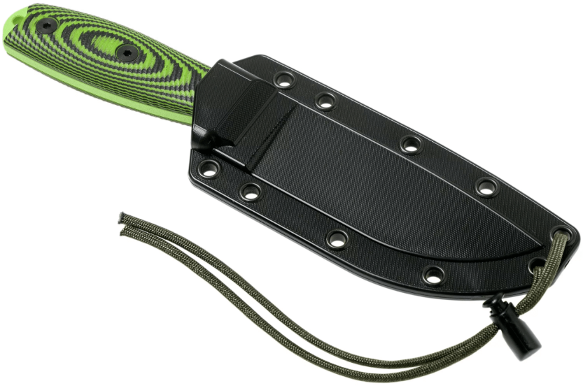 Coltello Esee 4 4PVG-007 lama in carbonio da 11,6 cm con manico in G10 verde e nero + custodia