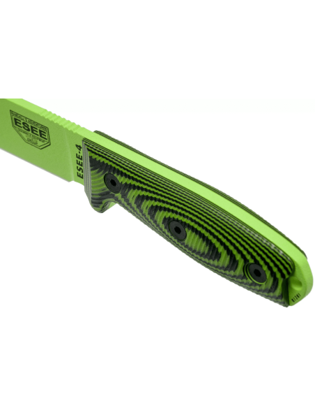 Cuchillo Esee 4 4PVG-007 11.6cm hoja carbono con mango G10 verde y negro + funda