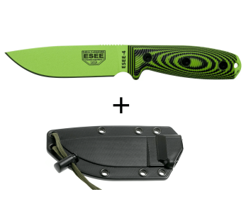 Esee 4 4PVG-007 mes 11.6cm carbon lemmet G10 groen en zwart heft + etui