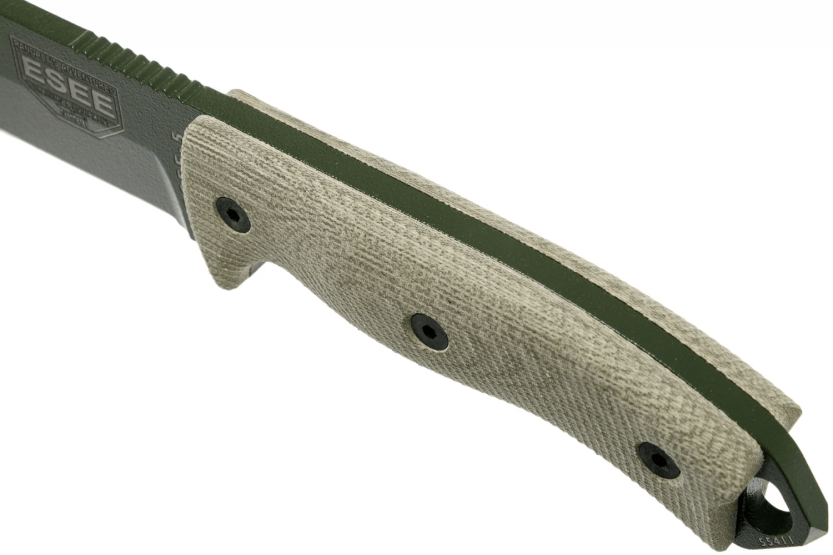 Faca Esee 5 5POD-017 Lâmina de aço-carbono de 13,2 cm cabo de micarta verde-claro + estojo
