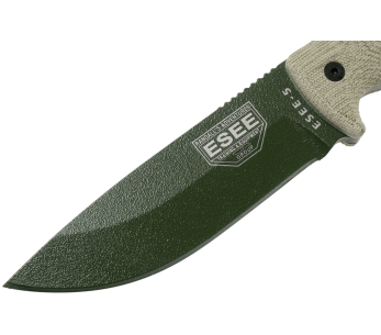 Esee 5-kniv 5POD-017 13,2 cm blad i karbonstål lysegrønt micartahåndtak + etui 2