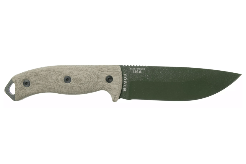 Faca Esee 5 5POD-017 Lâmina de aço-carbono de 13,2 cm cabo de micarta verde-claro + estojo