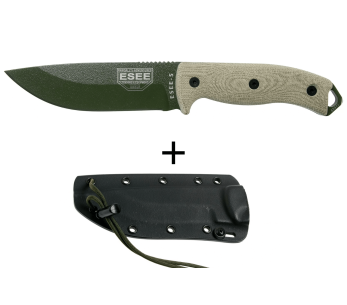 Esee 5 mes 5POD-017 13,2cm koolstofstaal lemmet lichtgroen micarta handvat + etui