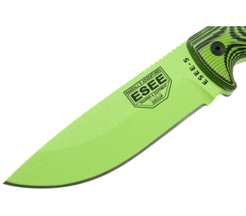 Esee 5-kniv 5PVG-007 13,2 cm karbonblad G10 grønt og svart håndtak + etui 2