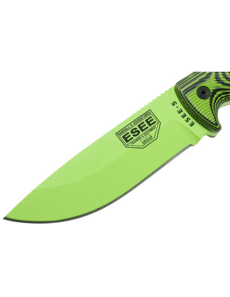 Esee 5 kniv 5PVG-007 13,2 cm kulstofblad G10 grønt og sort håndtag + etui