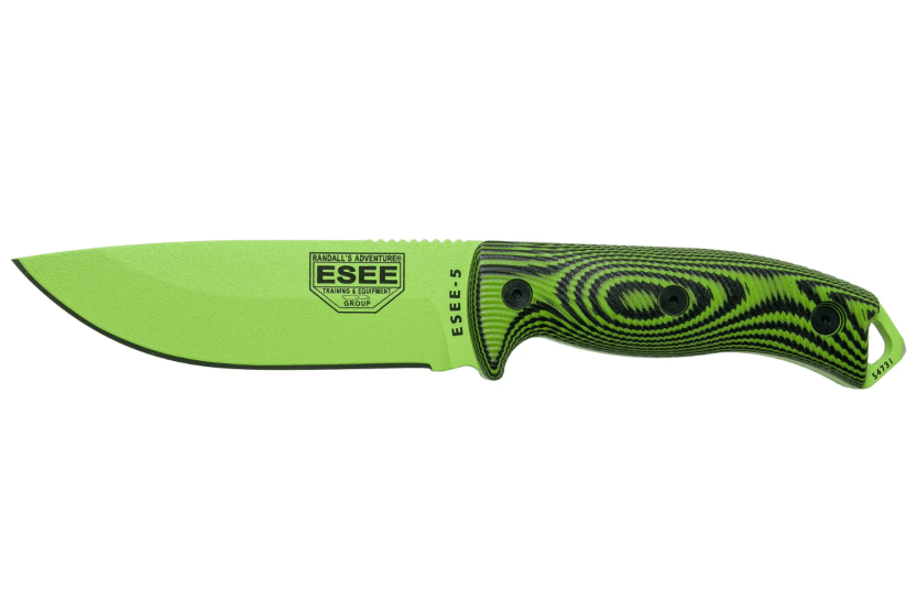 Messer Esee 5 5PVG-007 Karbonklinge 13,2cm Griff G10 grün und schwarz + Etui