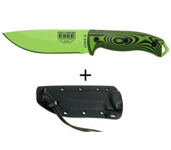 Esee 5 mes 5PVG-007 13.2cm carbon lemmet G10 groen en zwart handvat + etui